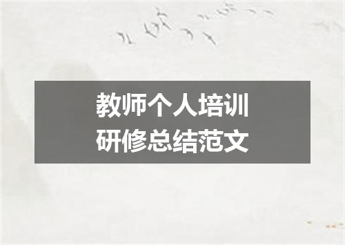 教师个人培训研修总结范文