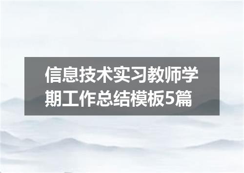 信息技术实习教师学期工作总结模板5篇