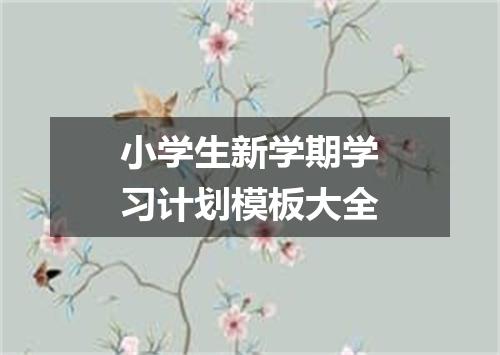 小学生新学期学习计划模板大全