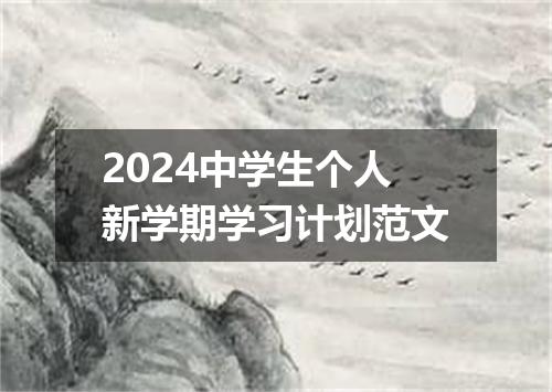 2024中学生个人新学期学习计划范文