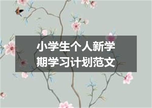 小学生个人新学期学习计划范文
