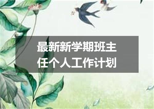 最新新学期班主任个人工作计划