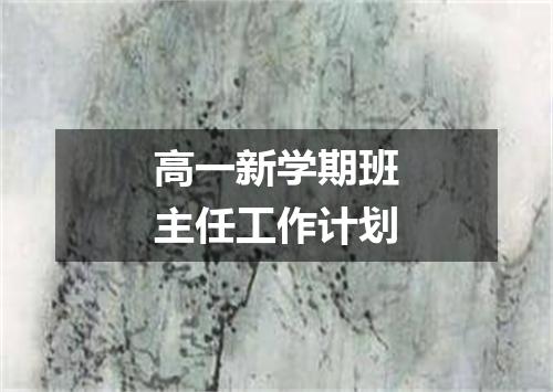 高一新学期班主任工作计划