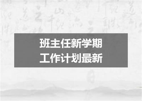 班主任新学期工作计划最新