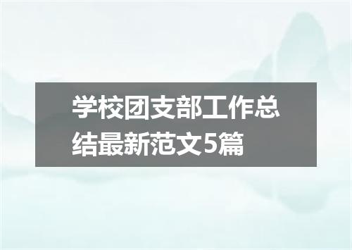 学校团支部工作总结最新范文5篇