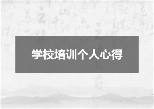 学校培训个人心得