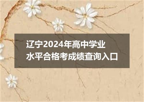 辽宁2024年高中学业水平合格考成绩查询入口