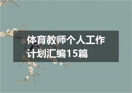 体育教师个人工作计划汇编15篇