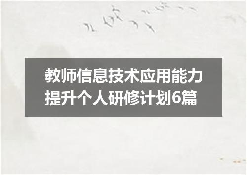 教师信息技术应用能力提升个人研修计划6篇