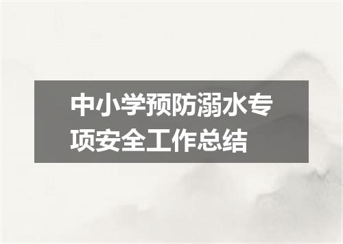 中小学预防溺水专项安全工作总结
