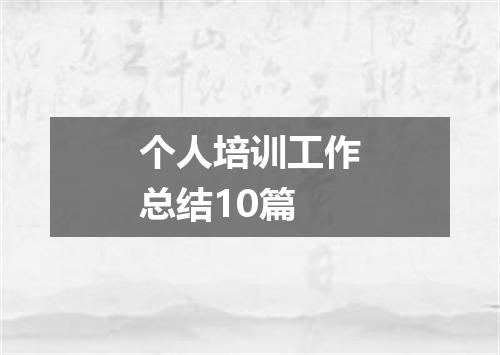 个人培训工作总结10篇