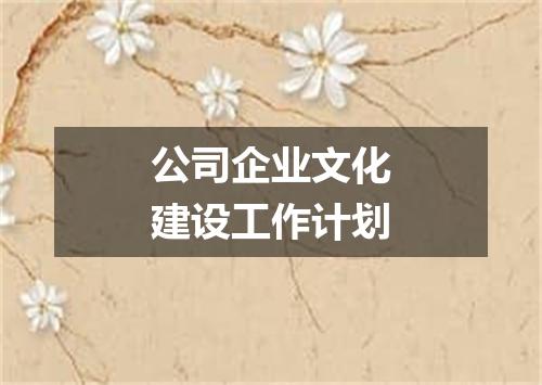 公司企业文化建设工作计划