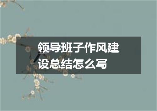 领导班子作风建设总结怎么写