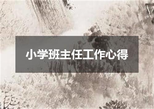 小学班主任工作心得
