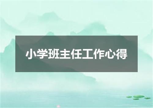 小学班主任工作心得