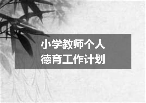 小学教师个人德育工作计划