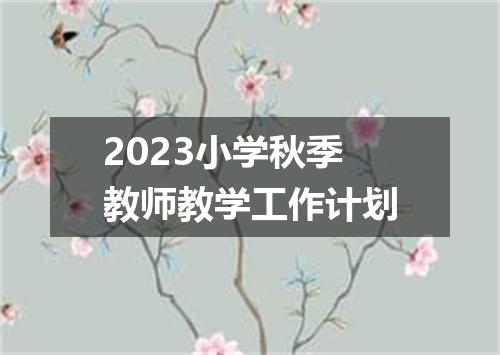 2023小学秋季教师教学工作计划