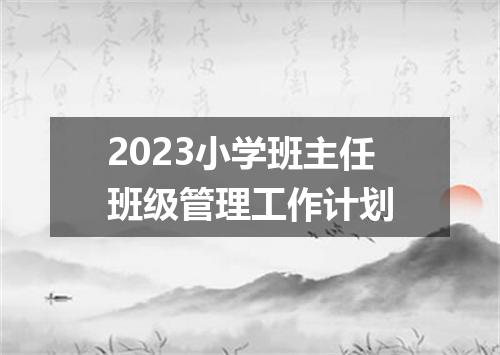 2023小学班主任班级管理工作计划