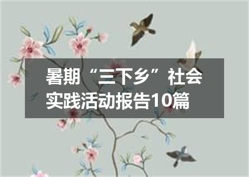 暑期“三下乡”社会实践活动报告10篇