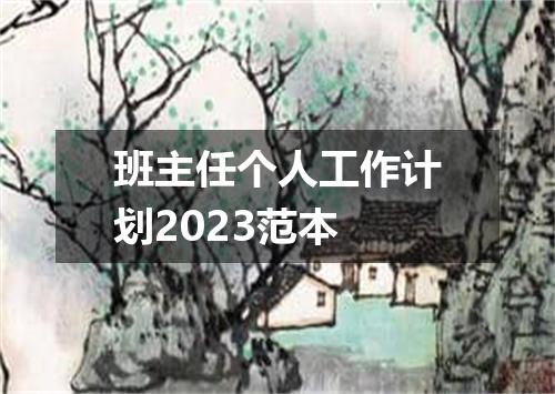 班主任个人工作计划2023范本