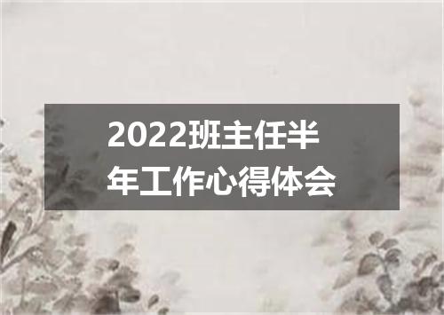 2022班主任半年工作心得体会