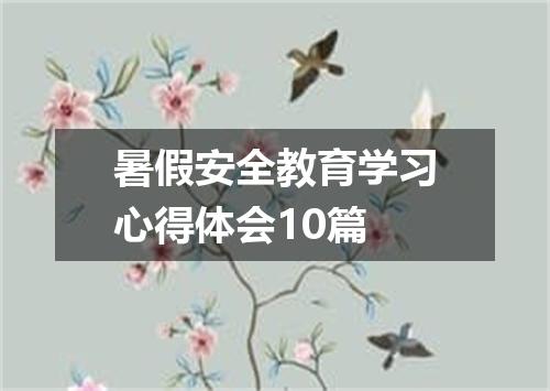 暑假安全教育学习心得体会10篇