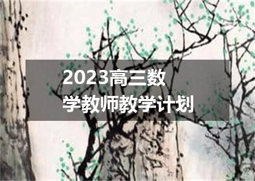 2023高三数学教师教学计划