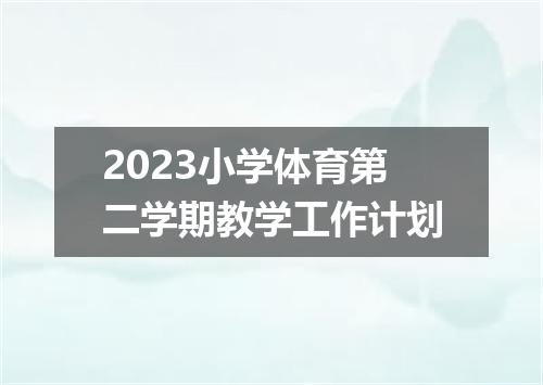 2023小学体育第二学期教学工作计划