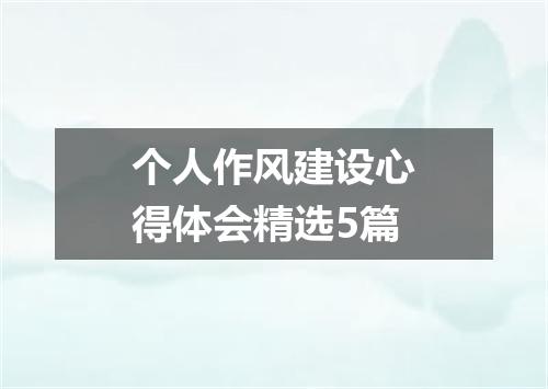 个人作风建设心得体会精选5篇
