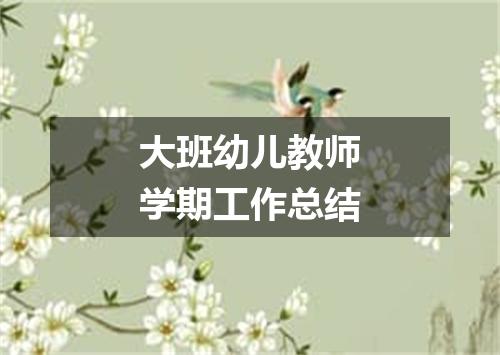 大班幼儿教师学期工作总结