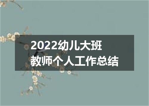 2022幼儿大班教师个人工作总结