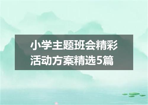 小学主题班会精彩活动方案精选5篇