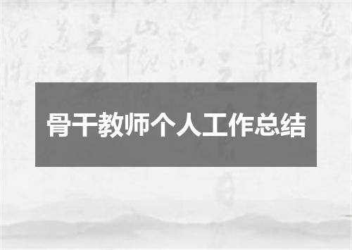 骨干教师个人工作总结