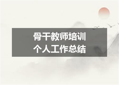 骨干教师培训个人工作总结