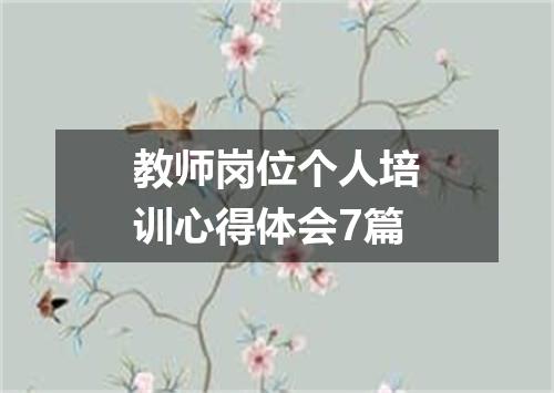 教师岗位个人培训心得体会7篇