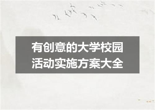 有创意的大学校园活动实施方案大全