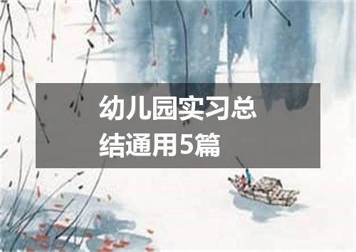 幼儿园实习总结通用5篇