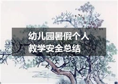 幼儿园暑假个人教学安全总结