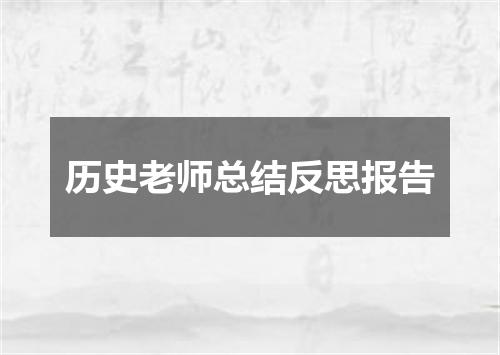 历史老师总结反思报告