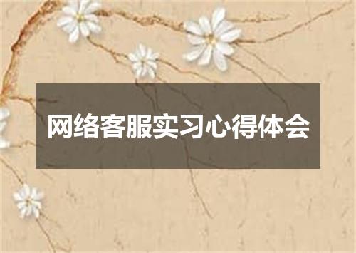 网络客服实习心得体会