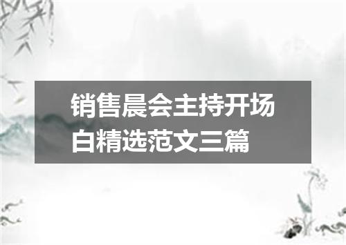 销售晨会主持开场白精选范文三篇