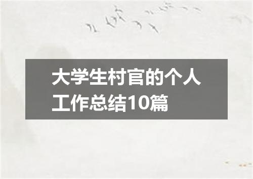 大学生村官的个人工作总结10篇