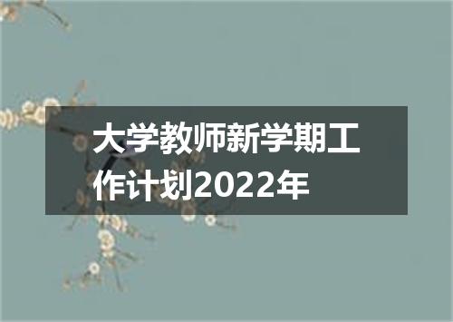 大学教师新学期工作计划2022年