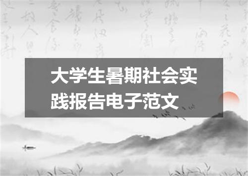 大学生暑期社会实践报告电子范文