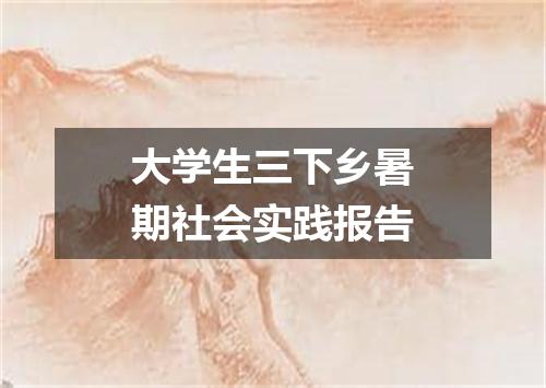 大学生三下乡暑期社会实践报告