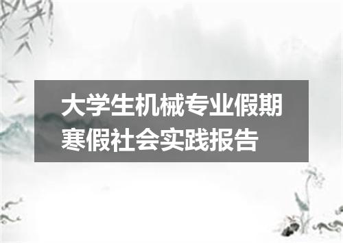 大学生机械专业假期寒假社会实践报告