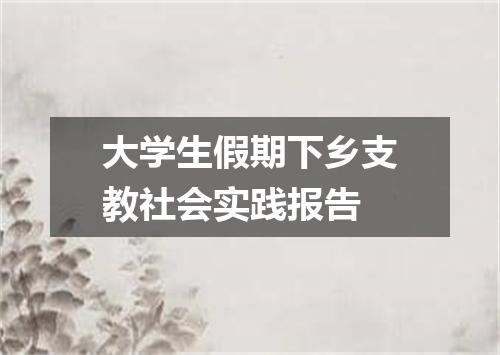 大学生假期下乡支教社会实践报告