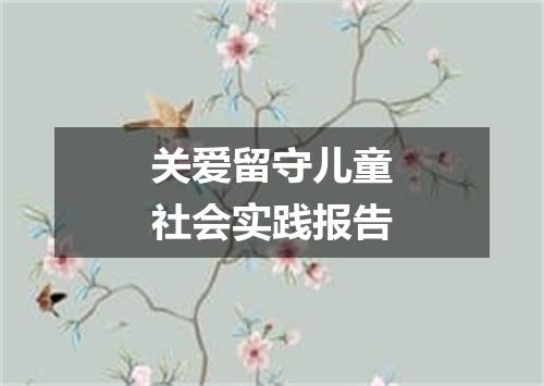关爱留守儿童社会实践报告