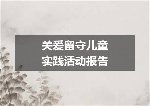 关爱留守儿童实践活动报告
