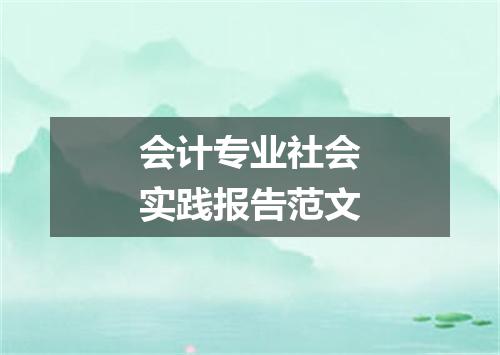 会计专业社会实践报告范文